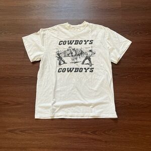 White Brandy Melville Cowboys Graphic T-Shirt